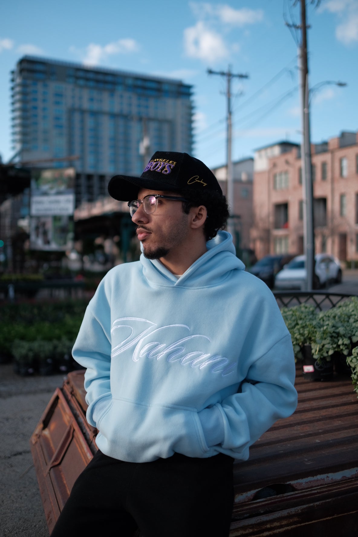 Kahani Essential Script Logo Hoodie - SKY BLUE